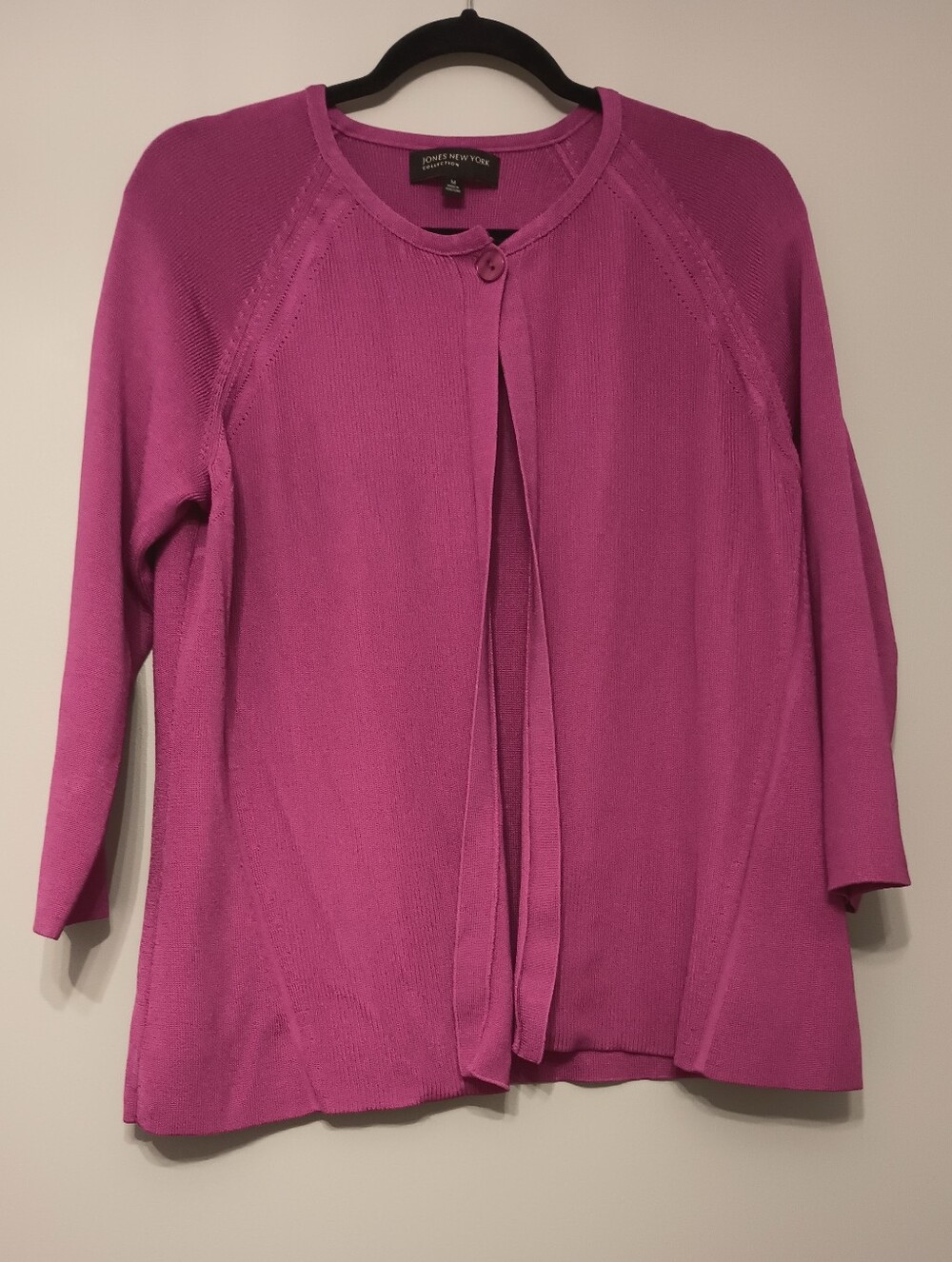 Jones New York Magenta Knit Open-Front Cardigan M